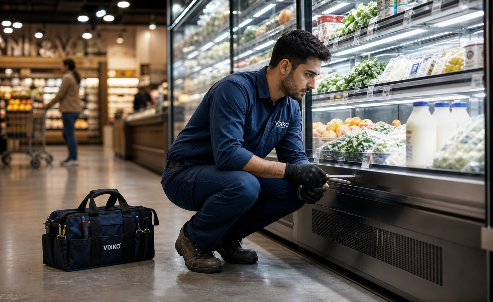 Refrigeration Case with Technician