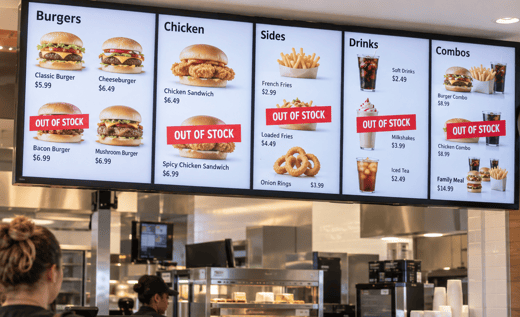 out of stock food menu